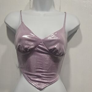 JUST POLLY SHIMMER LAVENDAR CROP TOP...SUZE SMALL.   #7663